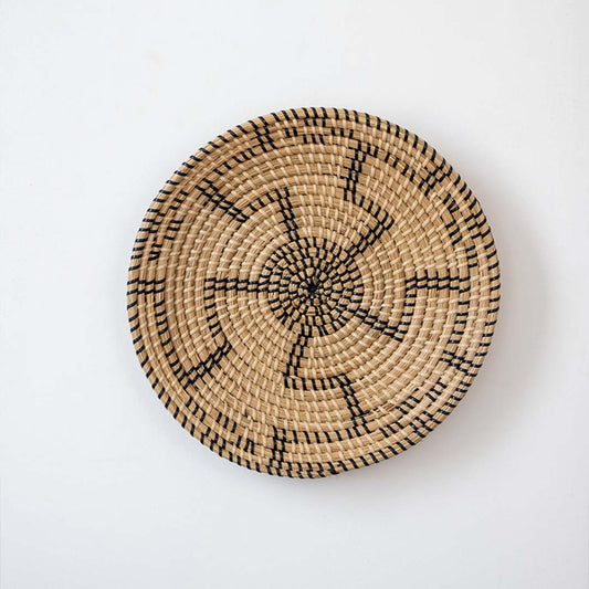 Kadynce Handwoven Sabai Grass Hanging Wall Basket - Black