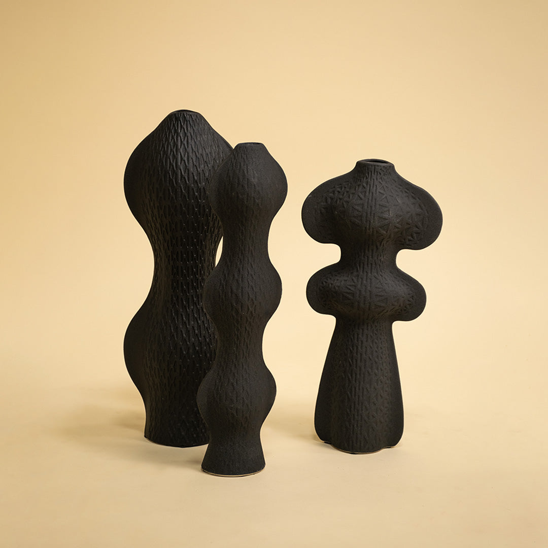 Kajari Ceramic Vase - Black