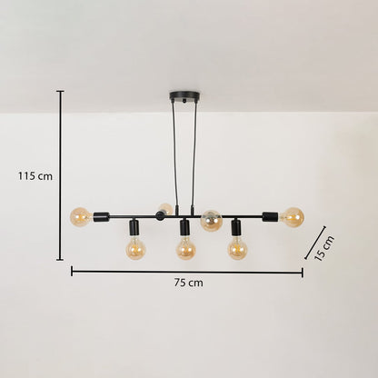 Chandelier shown with 115 cm height 75 cm width and 15 cm bulb depth for accurate size reference.