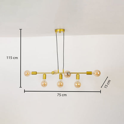 Chandelier shown with 115 cm height 75 cm width and 15 cm bulb depth for accurate size reference.