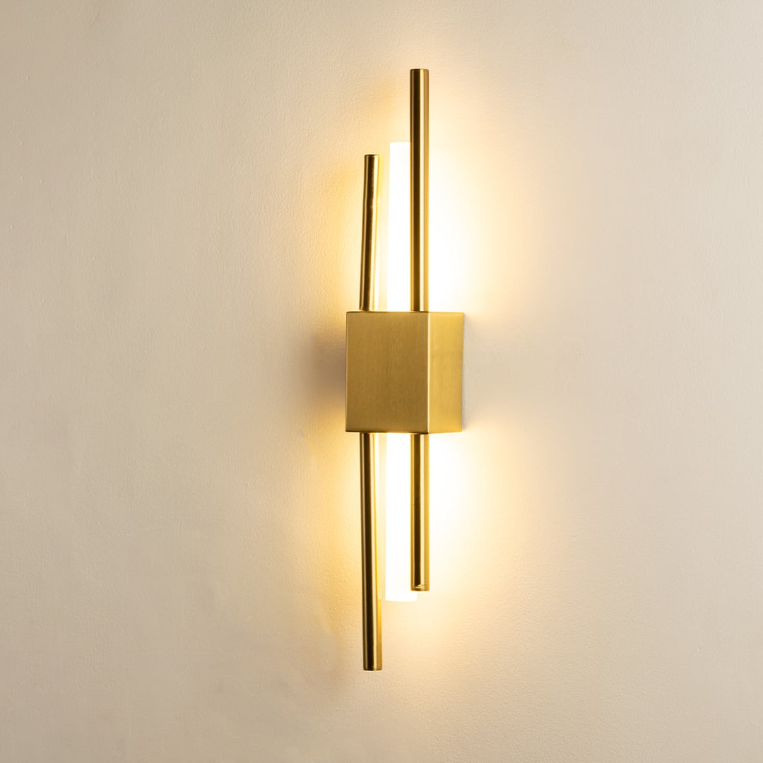 Lasha Wall Lamp Gold Light On White Background