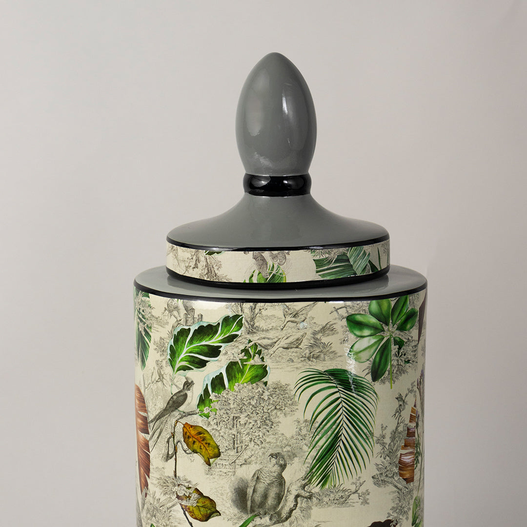Leaf Pattern with Lid Jar - Large