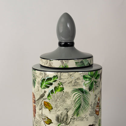 Leaf Pattern with Lid Jar - Large