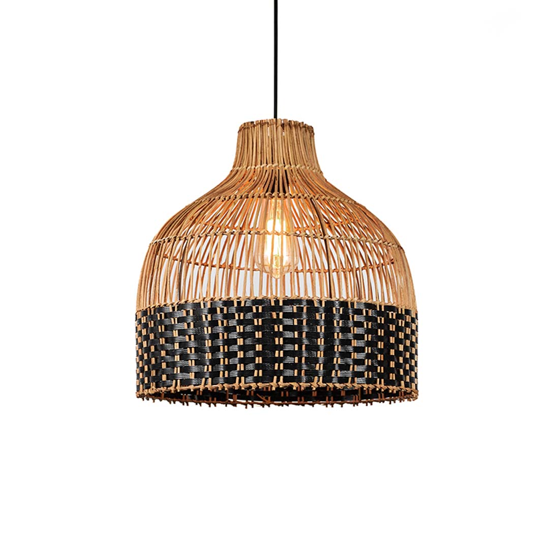 Long Bell Rattan Pendant Light
