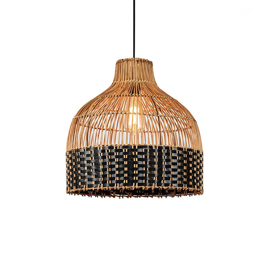 Long Bell Rattan Pendant Light