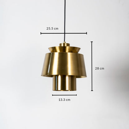 Brass metal pendant light measuring 25.5 cm width and 24 cm height crafted for sophisticated ceiling lighting decor.