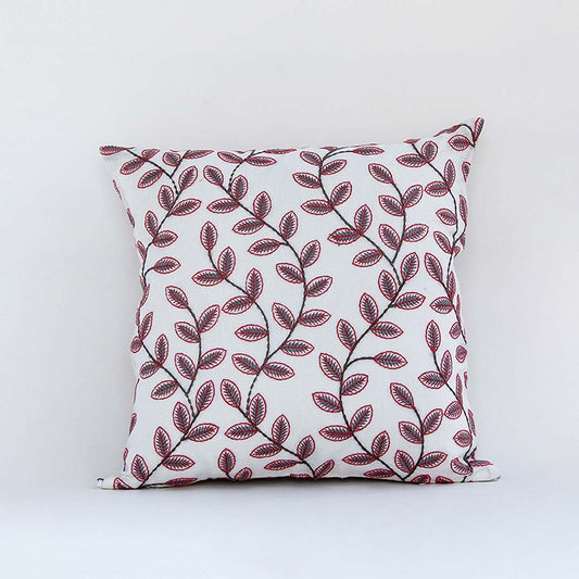 Lowan Designer Red Embroidered Cushion Cover