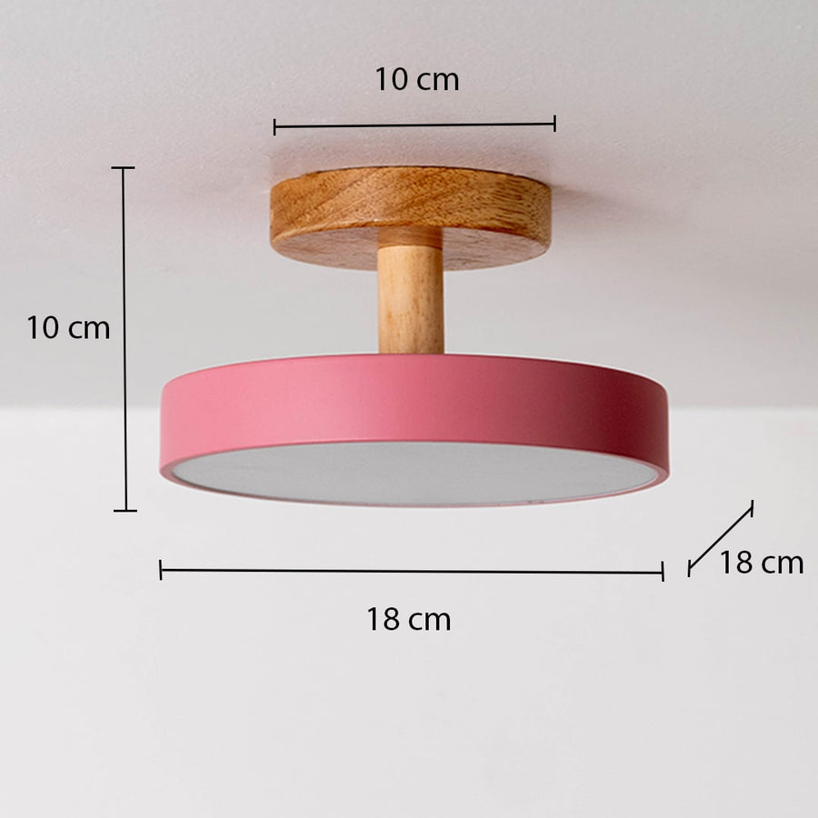 Ceiling light with dimensions showing 10 cm height 18 cm width and 18 cm depth giving a clear view of its overall size.
