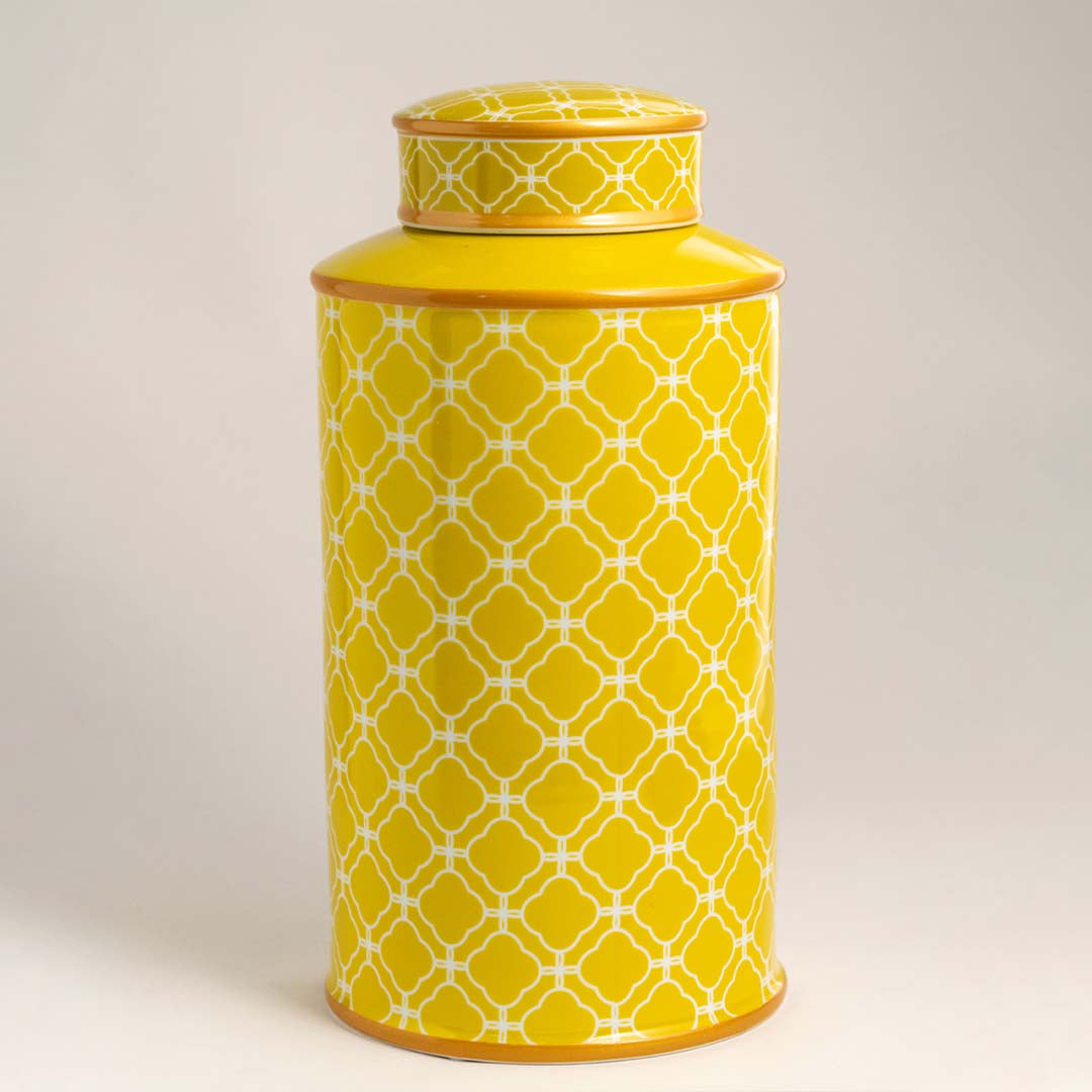 Majestic Pattern Yellow Decorative Jar - Large