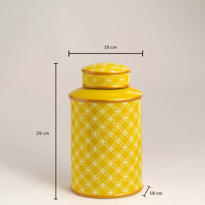 Majestic Pattern Yellow Decorative Jar - Small