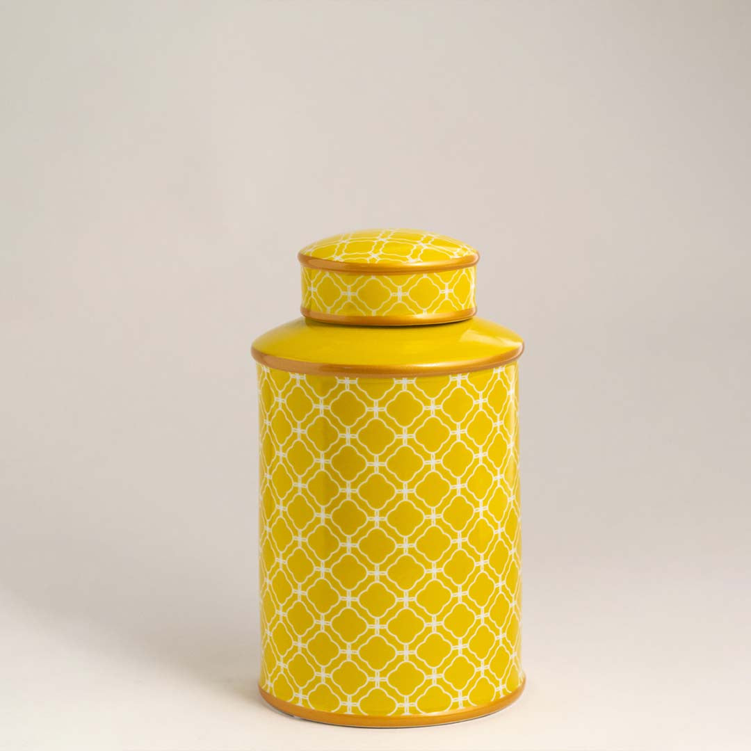 Majestic Pattern Yellow Decorative Jar - Small