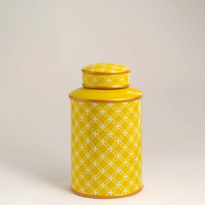 Majestic Pattern Yellow Decorative Jar - Small