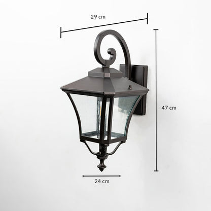 Lantern light dimensions shown 29 cm width 47 cm height and 24 cm depth on white background.