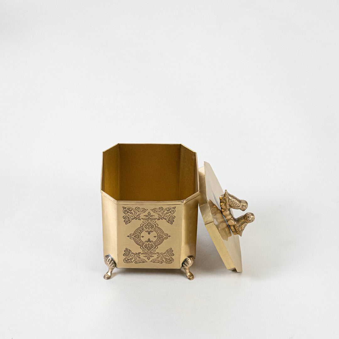 Manjari Brass Storage Box - Gold