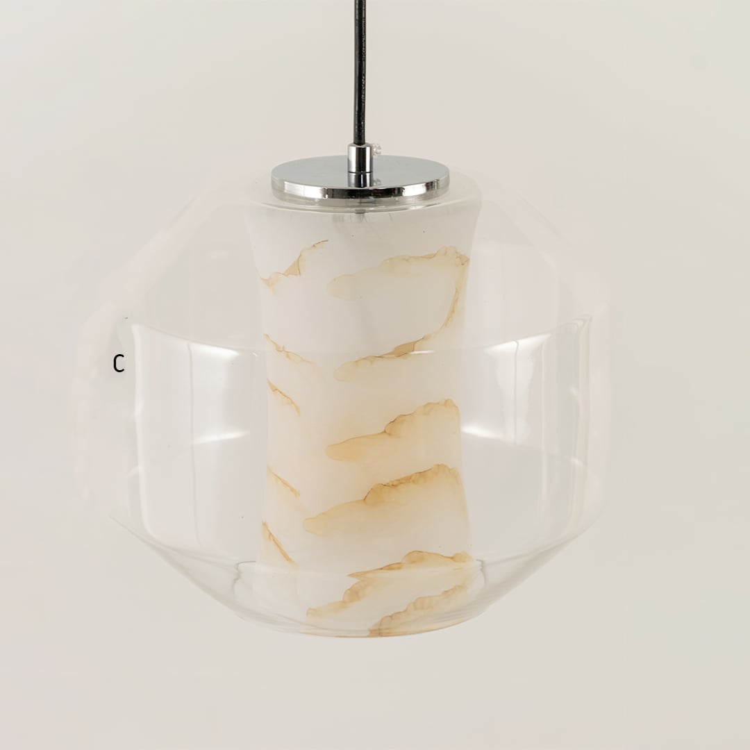 Marble Grain Glass Round Pendant Lamp Closeup