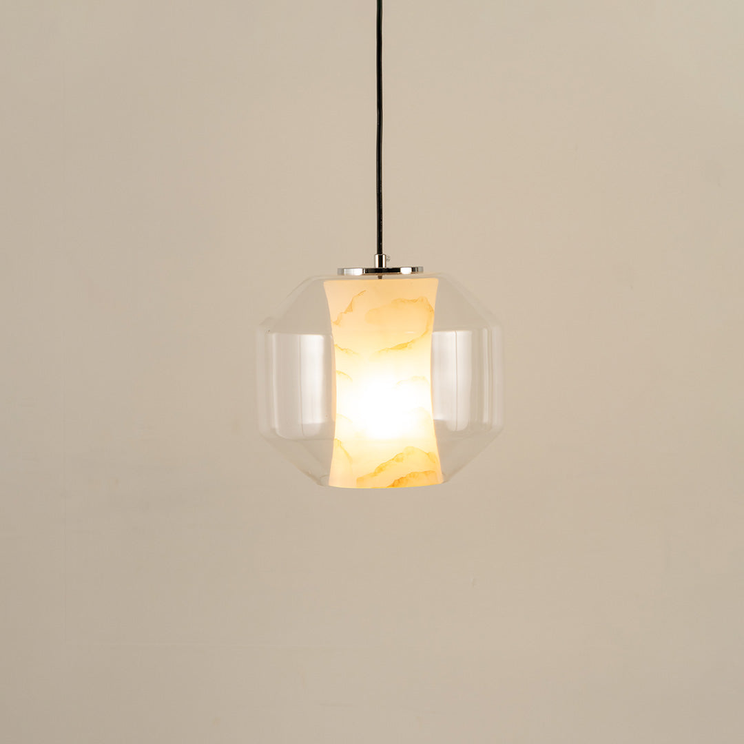 Marble Grain Glass Round Pendant Lamp