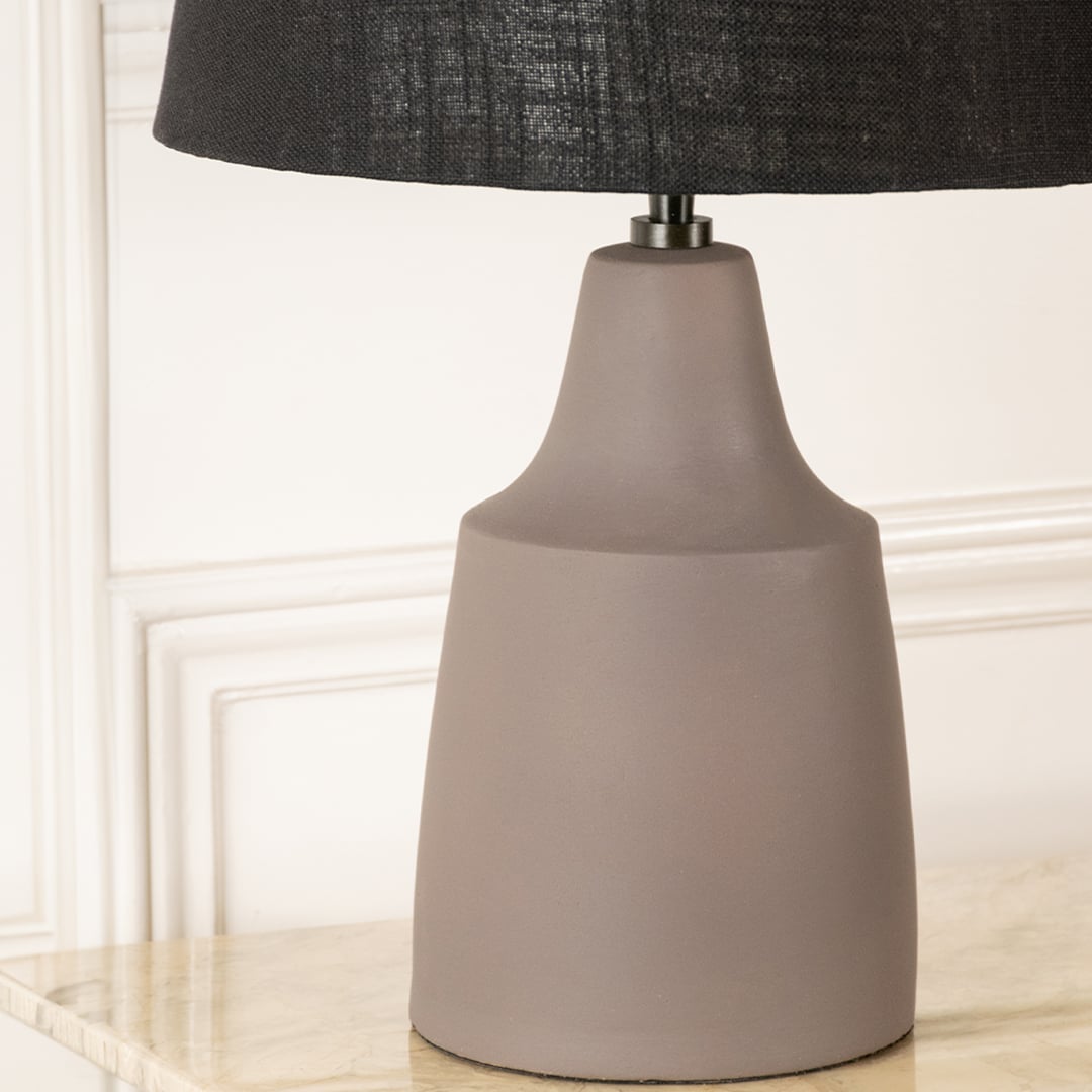 Taupe ceramic table lamp base with matte finish showcasing contemporary design and refined decorative appeal.