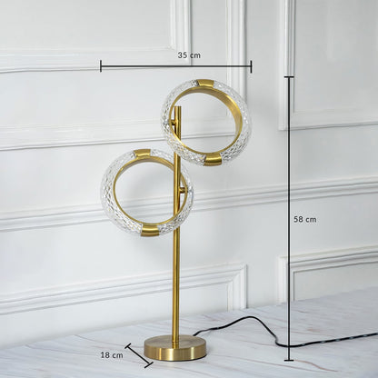 Crystal ring table lamp with gold base dimensions height 58 cm width 35 cm base 18 cm elegant home decor table lamp.
