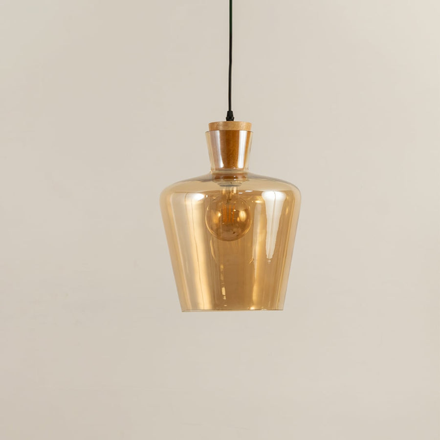 Mid Century Style Flip Glass Shade Pendant Light Light Off White Background