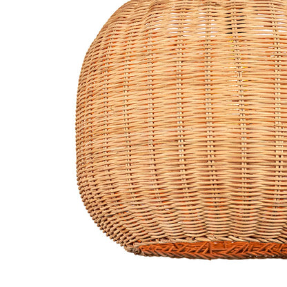 Detailed view of round rattan pendant light highlighting natural texture and premium craftsmanship.