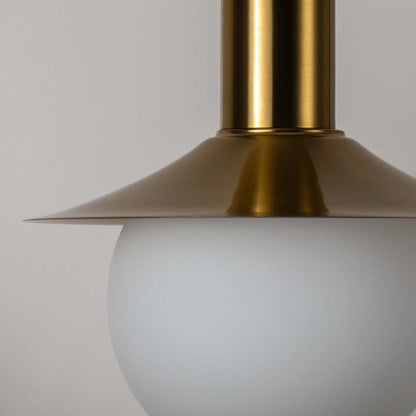 Milk Glass Global Pendant Light with Flared Shade - Gold