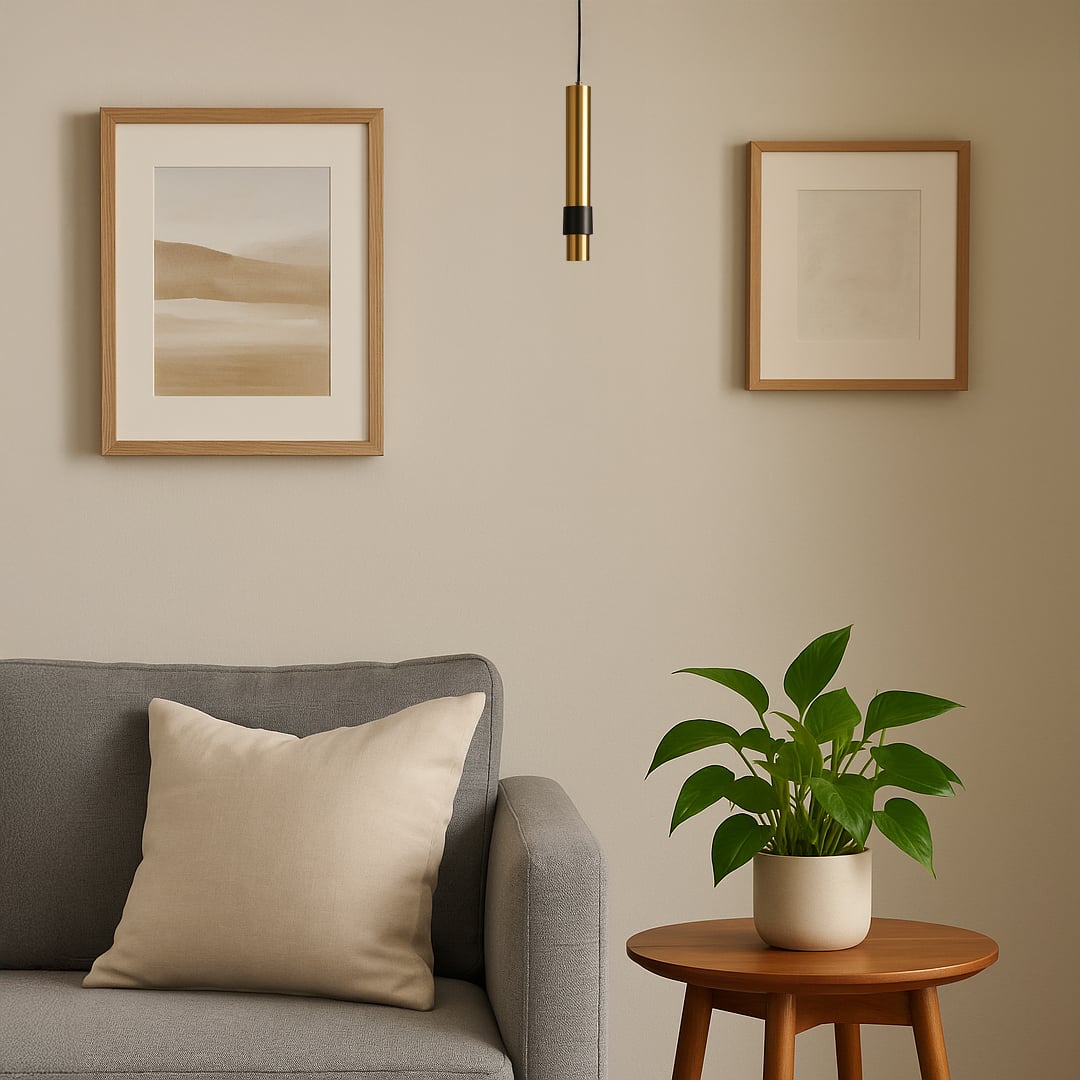 Sleek gold pendant light with black accent styled in modern wardrobe area creating a premium ambiance.