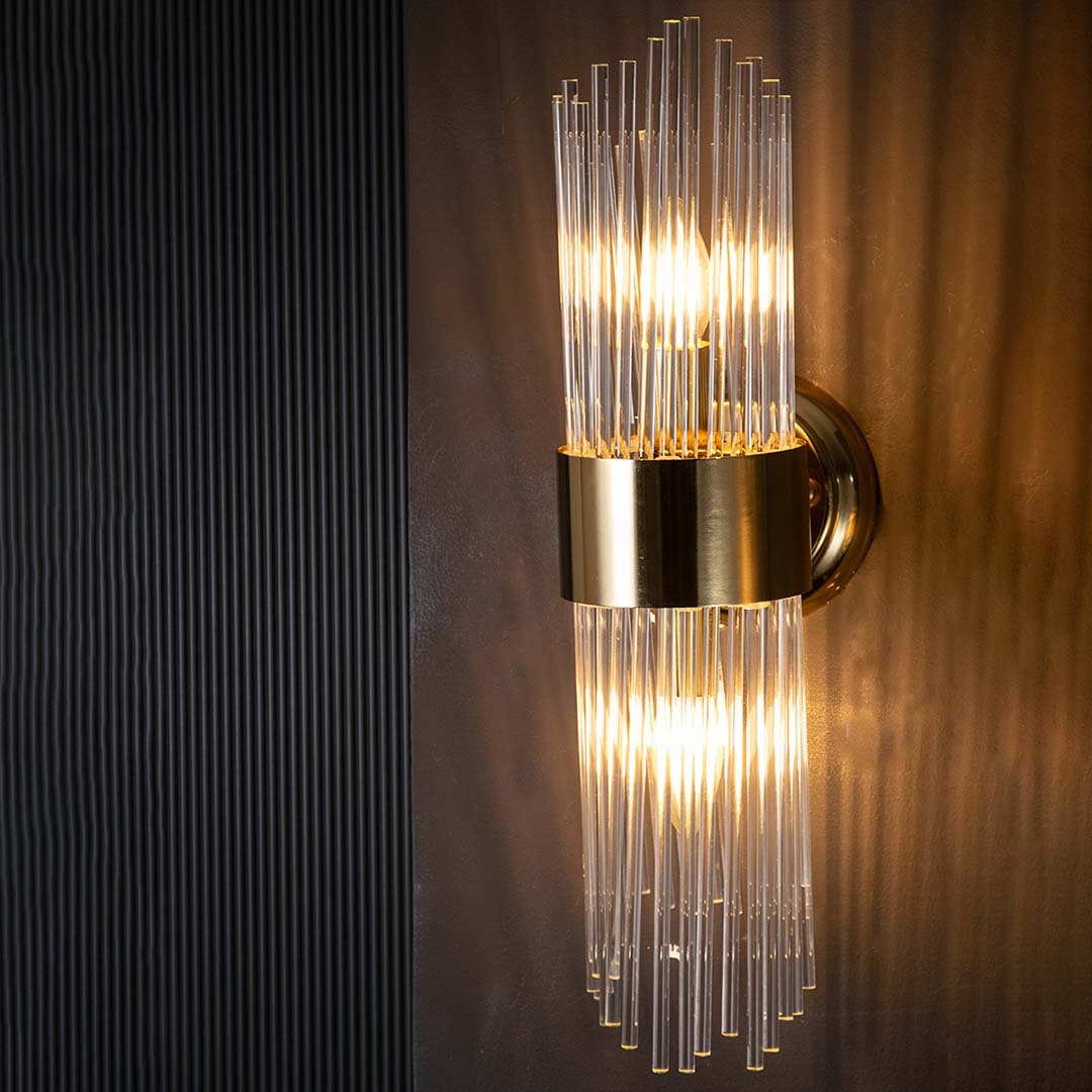 Modern Crystal Glass & Metal Wall Sconce