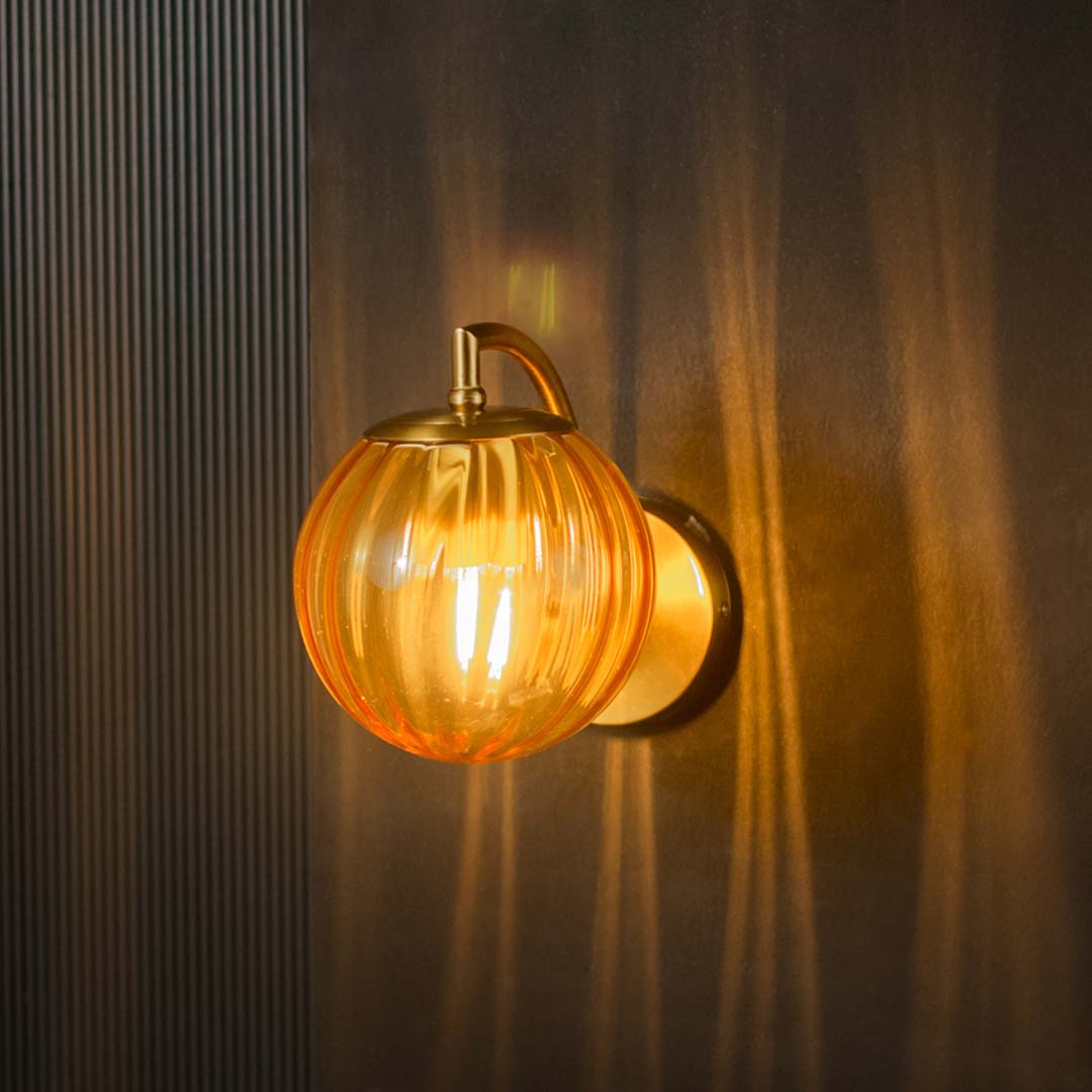 Modern Globe Brass Wall Light - Gold