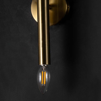 Modern Glowing Gold Metal Tube Wall Sconce