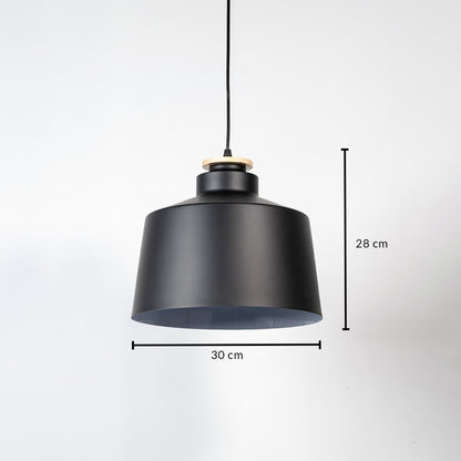 Black metal pendant light measuring 30 cm width and 28 cm height crafted for stylish ceiling lighting decor.