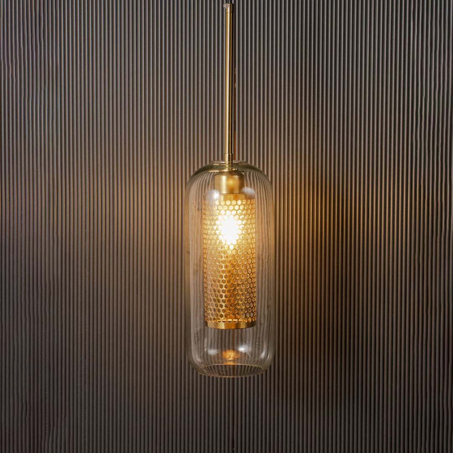 Modern Loft Glass Pendant Cylinder Light On Black Background