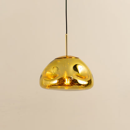 Modern Minimalist Glass Hanging Lamp - Metallic Yellow
