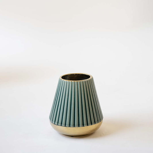 Modern Minimalist Green Gold Ceramic Vase