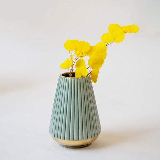 Modern Minimalist Light Green Gold Ceramic Vase