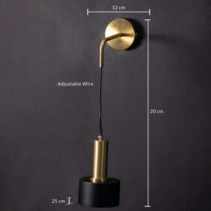 Technical sizing image of hanging wall light displaying width 12 cm shade height 25 cm for accurate installation.