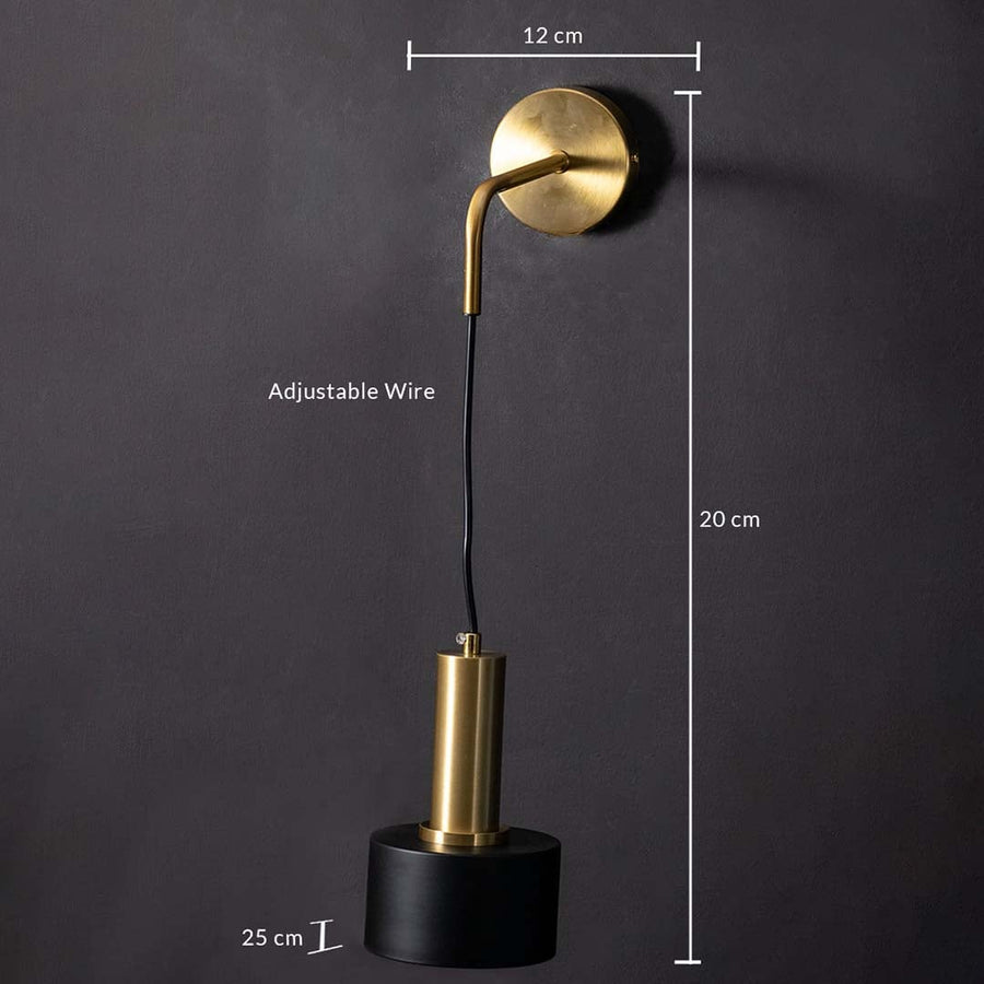 Technical sizing image of hanging wall light displaying width 12 cm shade height 25 cm for accurate installation.