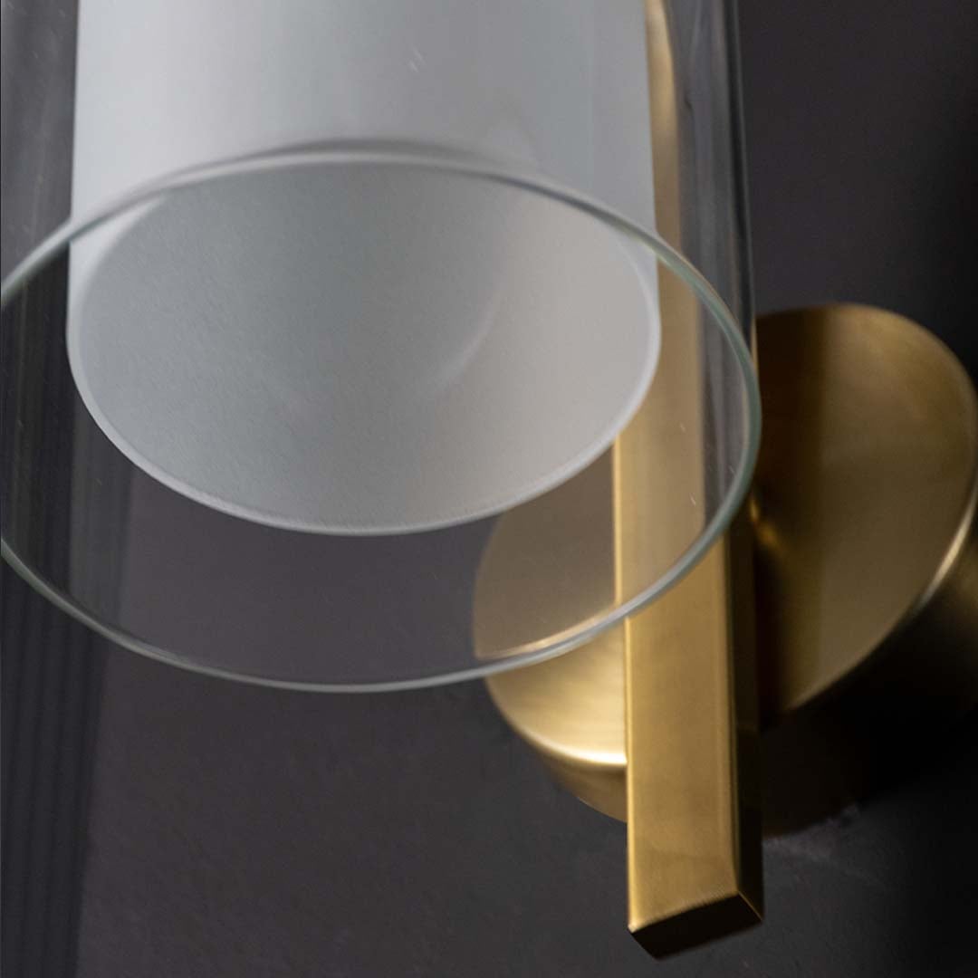 Modern Simple Curvy Metal   Glass Wall Lamp Closeup 1