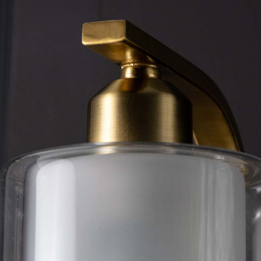 Modern Simple Curvy Metal   Glass Wall Lamp Closeup 2