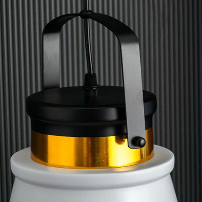 Modern Style Conical Shape Metal Hanging Lamp Closeup