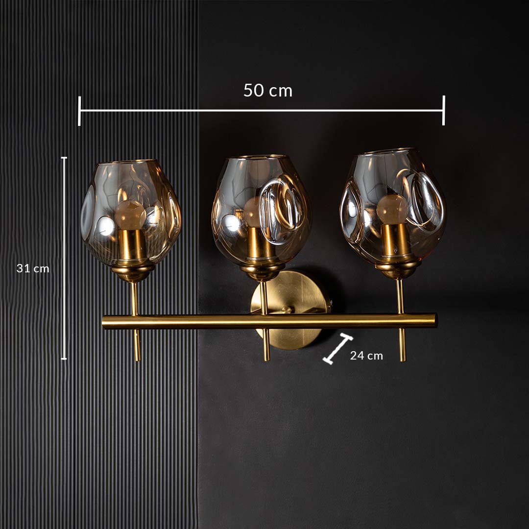 Modern Triple Lights Metal   Glass Vanity Light Dimensions