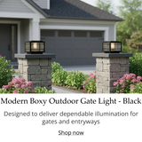 Modern Boxy Outdoor Gate Light - Black