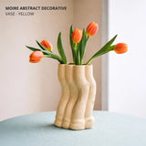 Moire Abstract Decorative Vase - Yellow