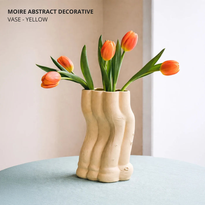 Moire Abstract Decorative Vase - Yellow