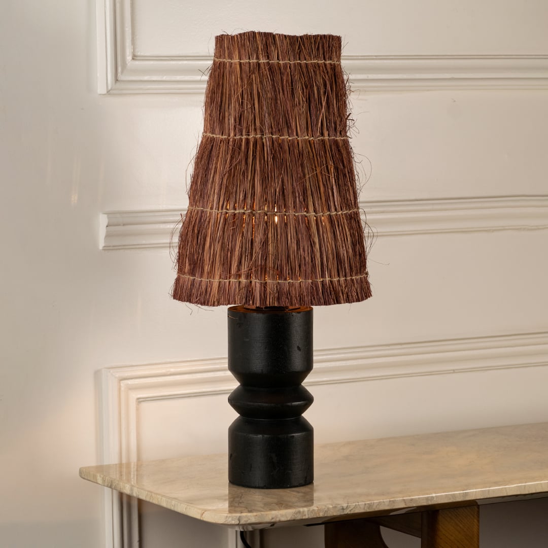 Nativa Wooden Table Lamp Light On White Background