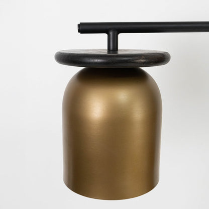 Modern floor lamp with matte black metal frame and brushed gold shade ideal for reading or living room lighting.