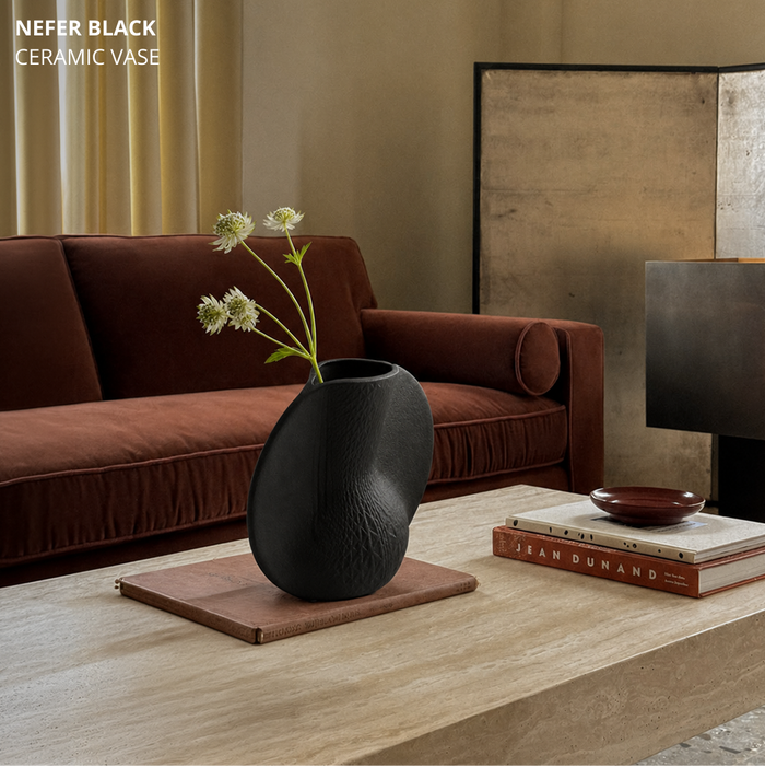 Nefer Black Ceramic Vase
