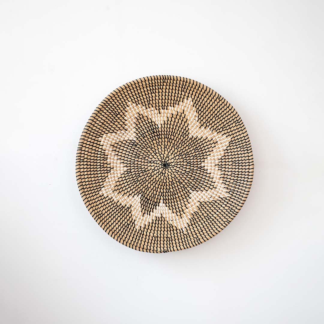 Neja Handwoven Sabai Grass Hanging Wall Basket Black - Small