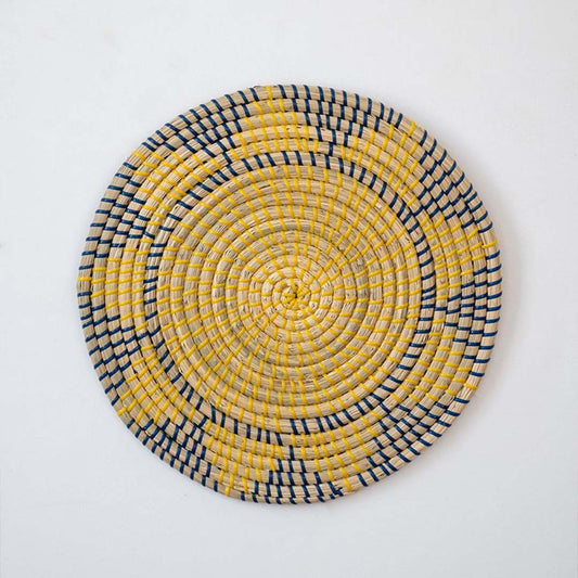 Niello Handwoven Sabai Grass Hanging Wall Basket Large - Yellow