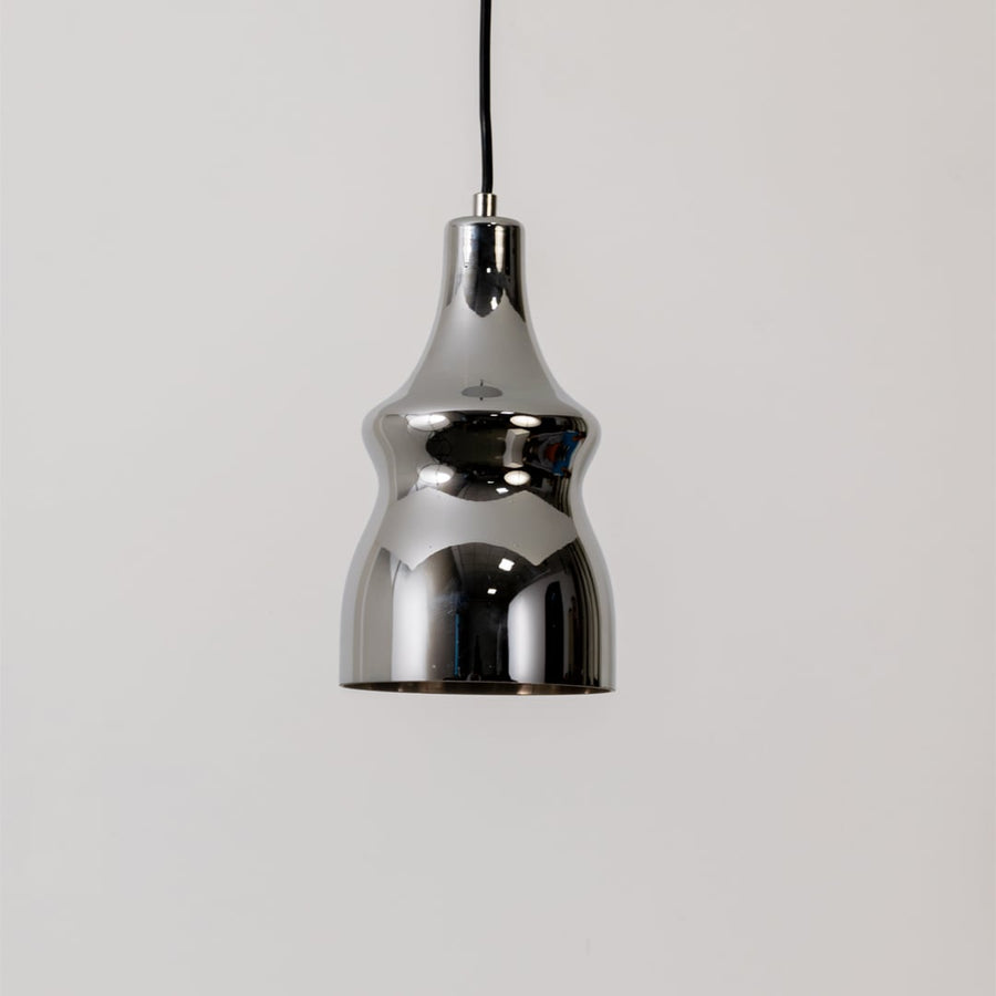 Grouped pendant light visuals showing its chrome curved body glossy finish and modern form presented clearly for comparison.
