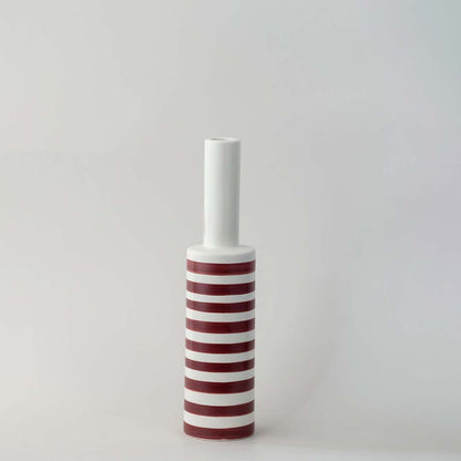 Noak Striped Ceramic Vase - Red & White